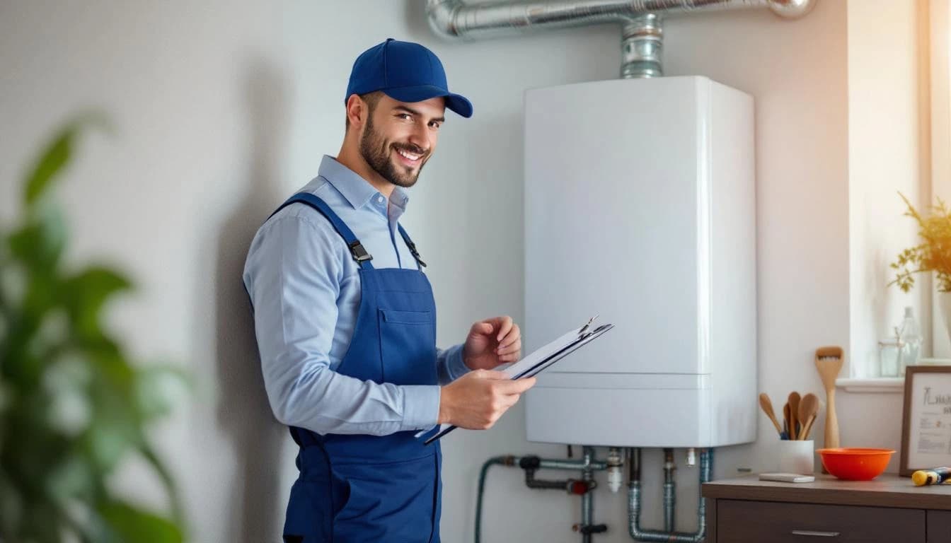 Chauffagiste professionnel intervenant sur une installation de chauffage central