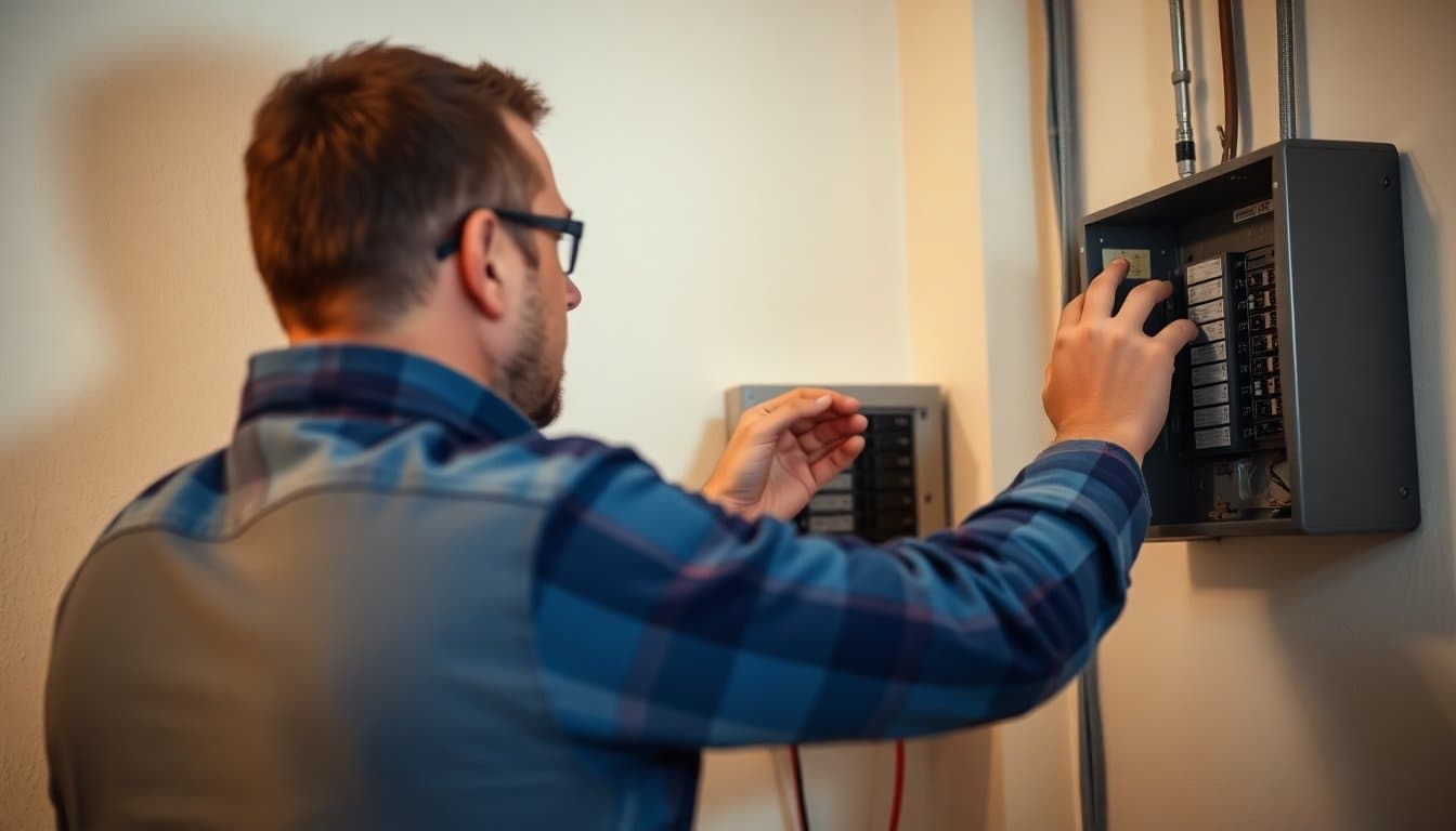 Tableau électrique avec disjoncteur déclenché