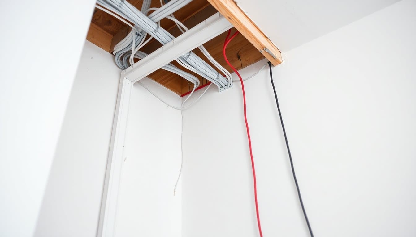 Électricien qui refait l'installation électrique en rénovation