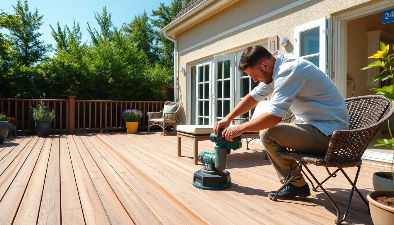 Entretien et huilage d'une terrasse en bois