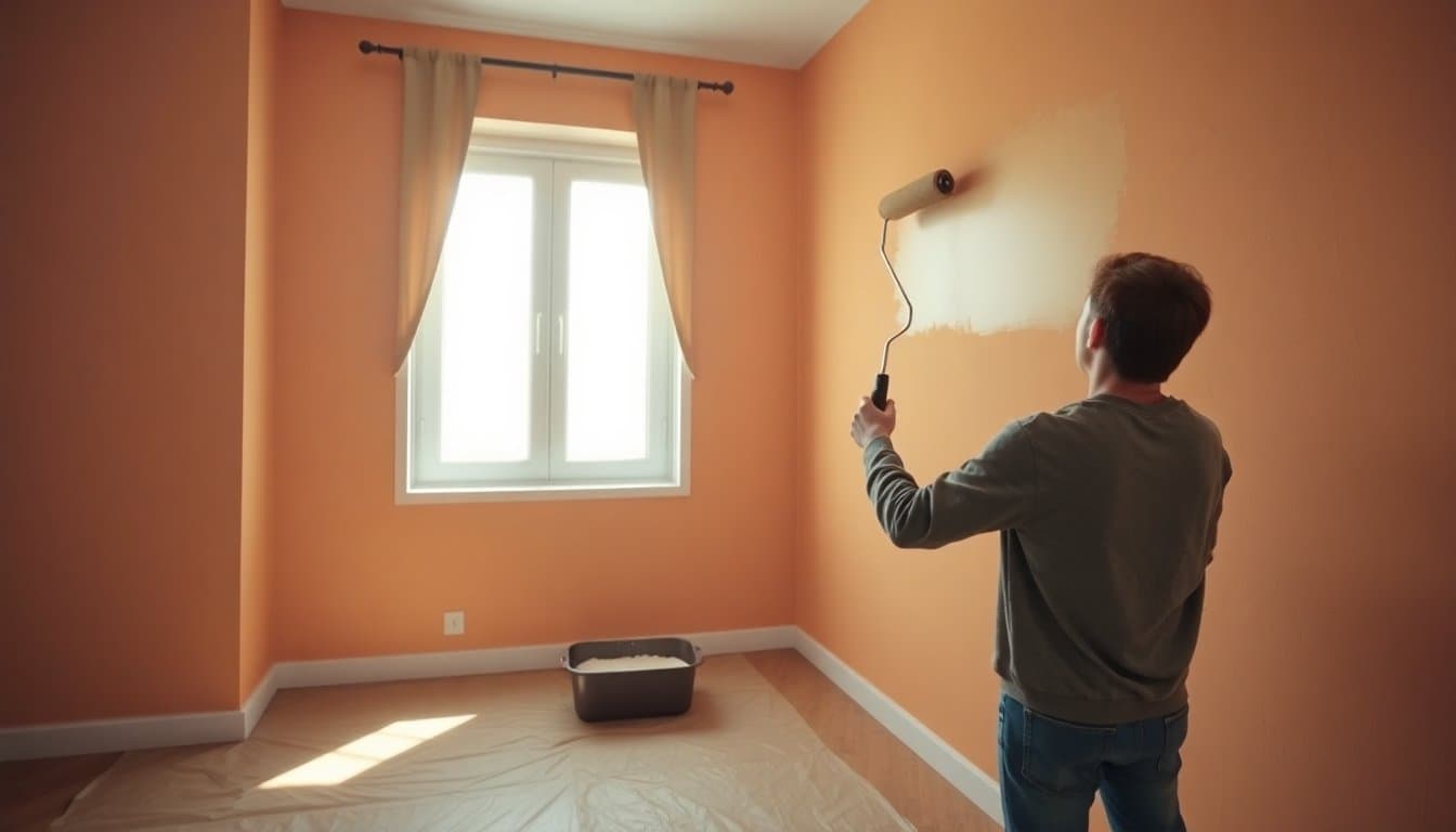 Peinture d'un mur intérieur au rouleau