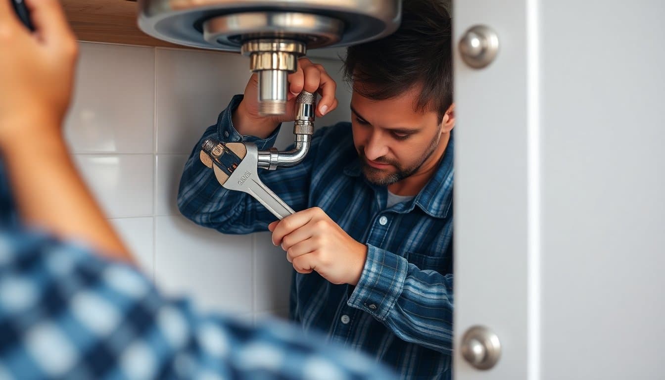 Particulier réalisant des travaux de plomberie