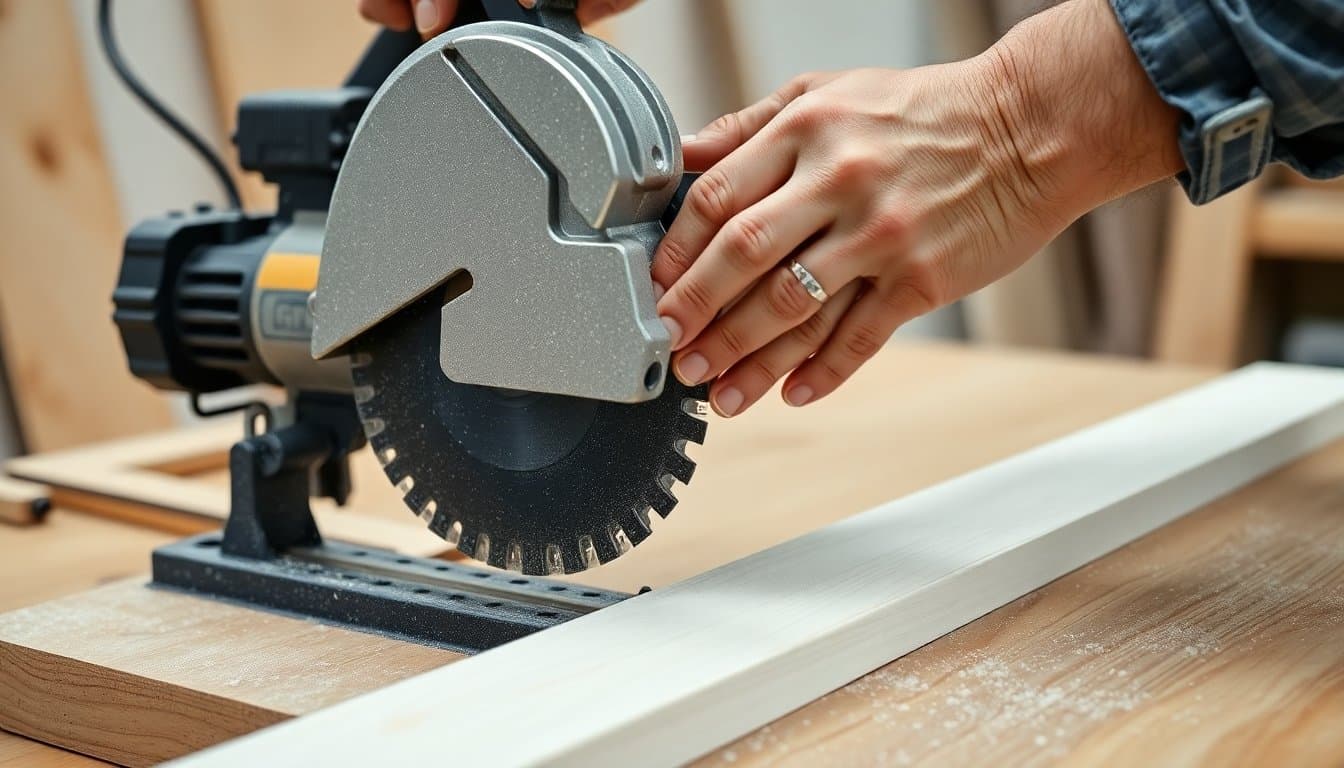 Découpe de plinthes en angle à 45 degrés avec une scie à onglet