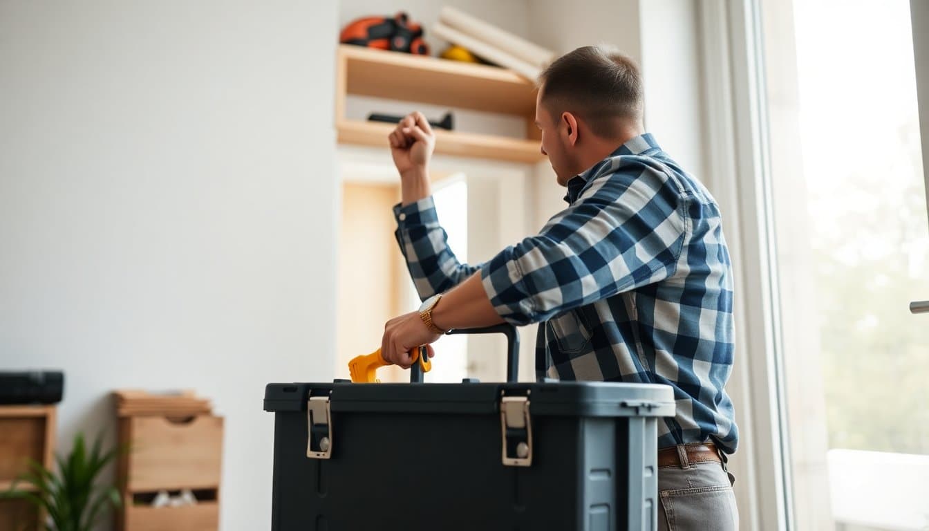 Bricoleur réalisant des petits travaux à la maison